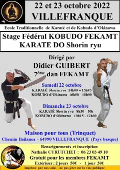 À venir : stage de perfectionnement FEKAMT (10/22)
